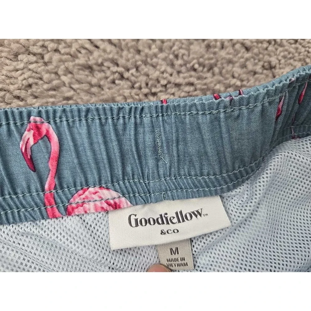 Goodfellow & Co Swim Shorts Mens M Blue‎ Pink Flamingo Inseam:7